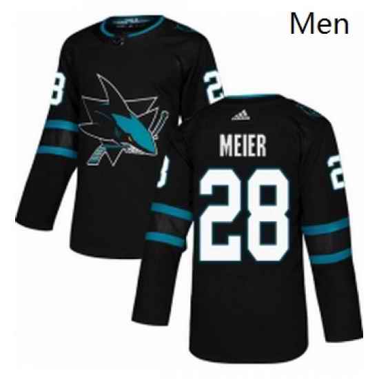 Mens Adidas San Jose Sharks 28 Timo Meier Premier Black Alternate NHL Jersey
